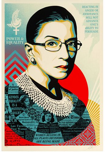 A CHAMPION OF JUSTICE (Ruth Bader Ginsburg), 2021 - LARGE, 2021, Shepard Fairey