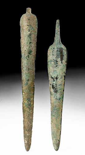 Pair of Luristan Copper Spear Heads