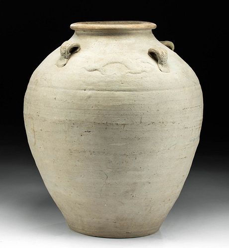 19th C. Chinese Qing Dynasty Grayware Jar, ex-Museum