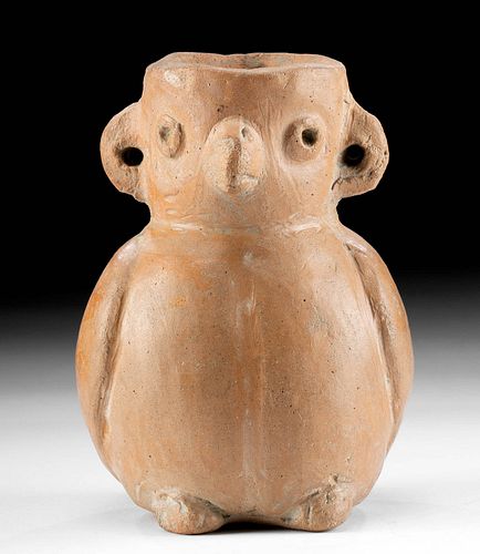Cute Moche Pottery Owl Jar