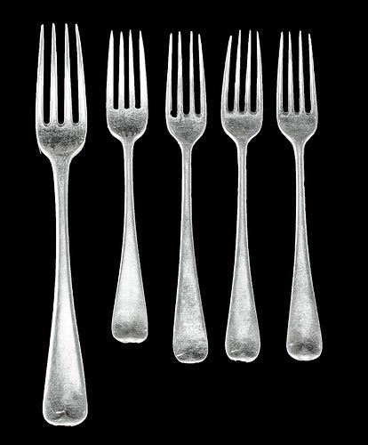5 English George III Silver Forks