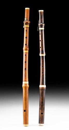 Early 19th C. English Wood, Ivory, & Brass Flutes (2)