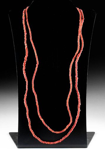 19th C. Venetian Red Glass Trade Bead Necklaces (pr)