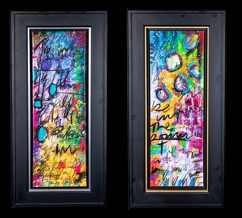 2 Hand-Embellished Tim Yanke Giclees on Canvas, 2012