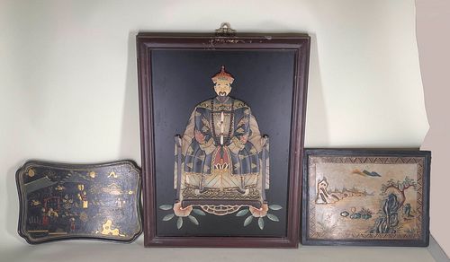 Two Chinese Pictures and a Tray