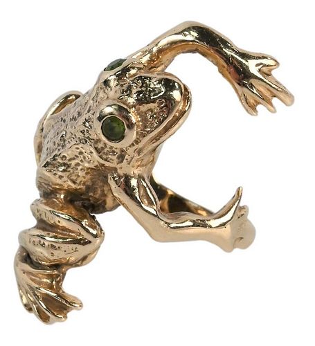 14 Karat Gold Frog Ring, 17.8 grams, size 8 1/2.