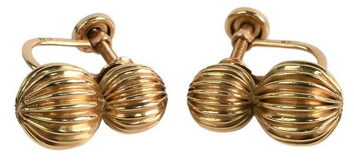 Pair of 14 Karat Gold Earrings, having screw backs, 4.1 grams.