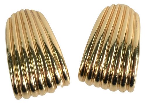 Pair of 14 Karat Gold Rotkel Earrings, clip on, 27.8 grams.