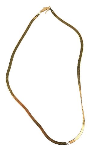 14 Karat Gold Wishbone Necklace, length 18 inches, 11 grams.