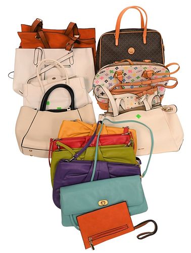 13 Piece Lot of Designer Handbags, to include La Tour Eiffel, Zara, Maxima, Nine West, ili Leathers and others, having scratches to leather, ili's hea