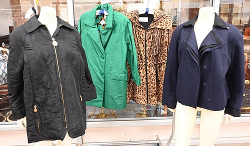 Four Piece Lot of Designer Jackets and Coats, to include a black quilted jacket by Jean-Louis Scherrer, size 38; a black wool jacket by Jil Sander; an