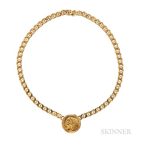 Bulgari 18kt Gold and American Gold Coin Necklace