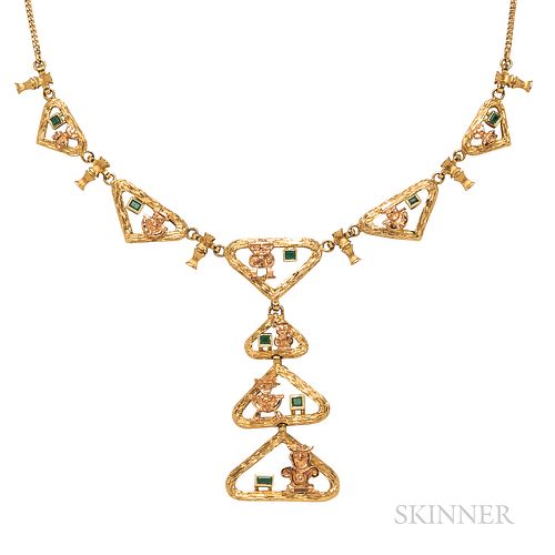 18kt Gold and Emerald Pendant Necklace