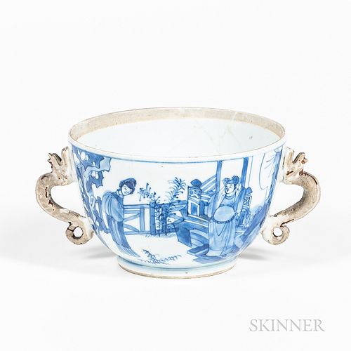 Blue and White Handled Cup