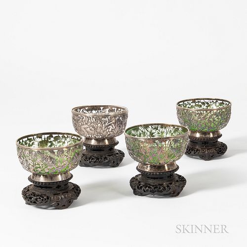 Set of Four Silver Openwork Bowls