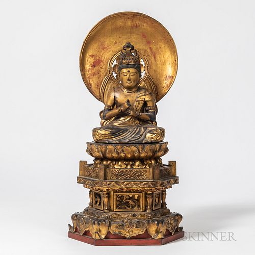 Gilt-lacquered Wood Statue of Dainichi Buddha