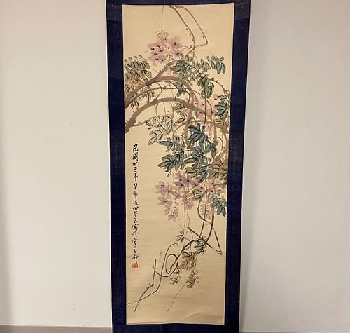Hanging Scroll Depicting Wisteria Vines