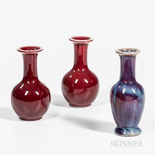 Three Small Red-glazed Vases