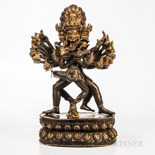 Parcel-gilt Copper Alloy Figure of Chakrasamvara with Vajravarahi