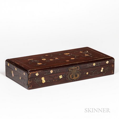 Mother-of-pearl-inlaid Hardwood Document Box
