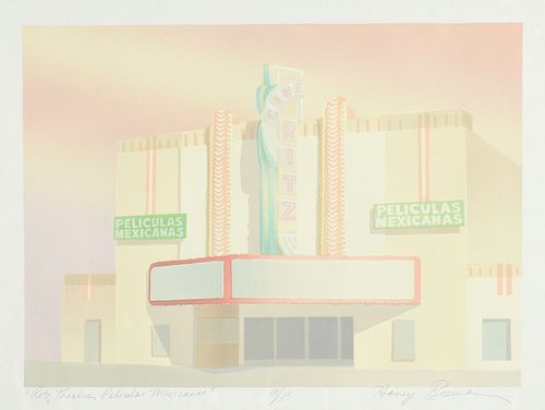MALINDA "HONEY" BEEMAN (American/Texas b. 1949) A PRINT, "Ritz Theater, Peliculas Mexicanas," ARTIST PROOF, 
