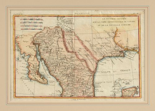 AN ANTIQUE MAP OF TEXAS, "Le Nouveau Mexique avec la partie Septentrionale de L'Ancien ou de la Nouvelle Espagne," PARIS, 1780,