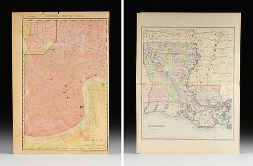 A GROUP OF TWO MAPS, LOUISIANA AND NEW ORLEANS, EARLY 20TH CENTURY, 