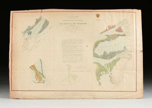 A GROUP OF THREE ANTEBELLUM AND CIVIL WAR ERA MAPS AND ILLUSTRATION, MISSISSIPPI RIVER DELTA AND NEW ORLEANS LAKES, 1852-1862,