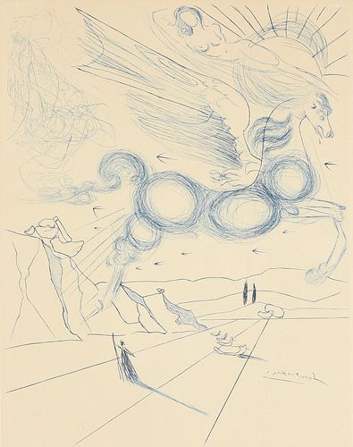 SALVADOR DALI (Spanish 1904-1989) A LIMITED EDITION PRINT, "Pegasus in Flight with an Angel," CIRCA 1970,