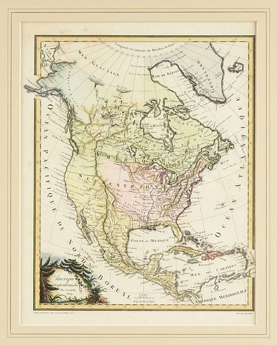 AN ANTIQUE MAP OF NORTH AMERICA, "Amérique Septentrionale," PARIS, CIRCA 1809, 