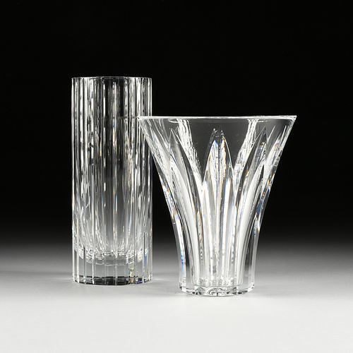 A GROUP OF TWO BACCARAT CUT CRYSTAL VASES, SIGNED, LATE 20TH CENTURY, 