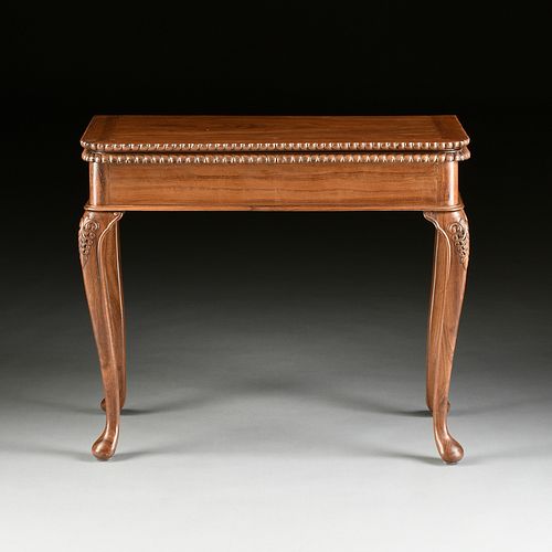 AN ANGLO INDIAN QUEEN ANNE STYLE CARVED TEAK GAMES TABLE, 19TH CENTURY, 