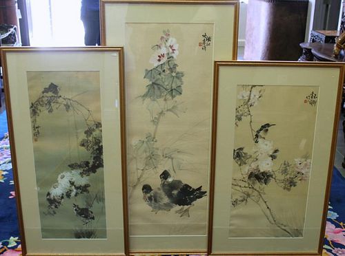 Lot of 3 Signed Asian Watercolors.