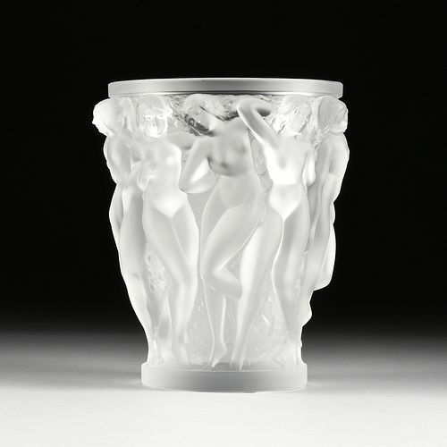 A LALIQUE FROSTED CRYSTAL "BACCHANTES" VASE, SIGNED, LATE 20TH CENTURY,