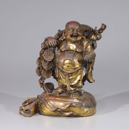 Chinese Gilt Metal Standing Figure of Buddha