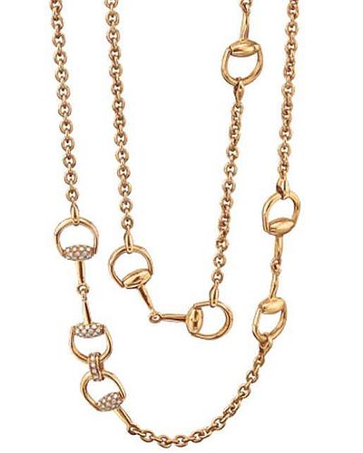 Gucci 18K Yellow Gold Diamond Horsebit Necklace