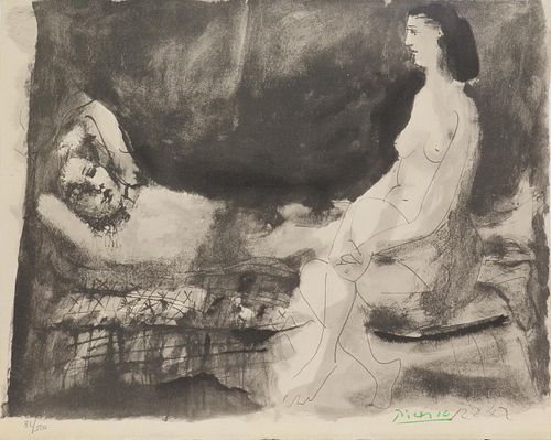 Pablo Picasso (After) - Homme Couche et Femme Assise