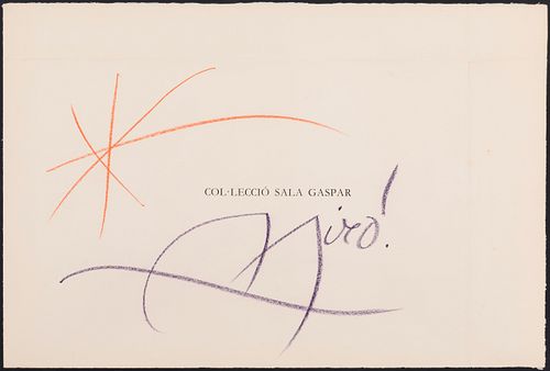 JOAN MIRÓ I FERRÀ (Barcelona, 1893 - Palma de Mallorca, 1983).
"Barcelona series", 1972.
Coloured pencils on card.
Signed in the lower part.