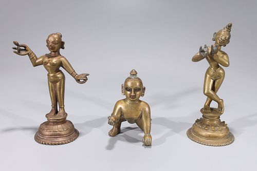 Group of Three Indian Bronze Statues