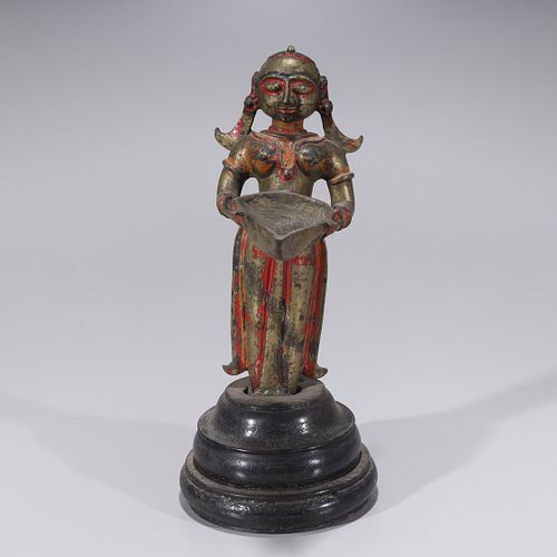 Indian Gilt Copper Alloy Standing Figure