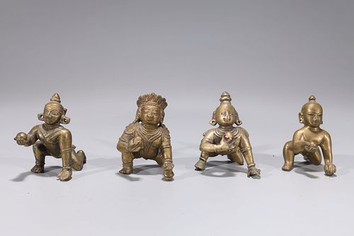 Group of Four Antique Indian Crawling Shiva Figures