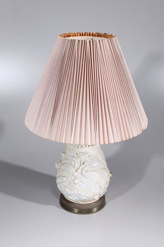Lamp Mounted On Japanese Enameled Ceramic Base