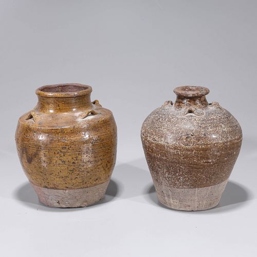 Two Chinese Yuan Dynasty Glazed Jars