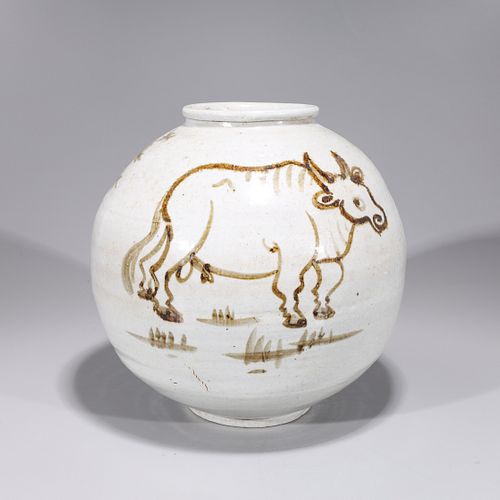 Large Korean Glazed Ceramic Jar