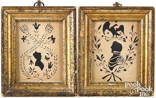 Pair of Scherenschnitte silhouettes, early 19th c.