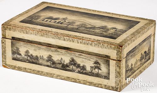 New England painted pine dresser box, 19th c.