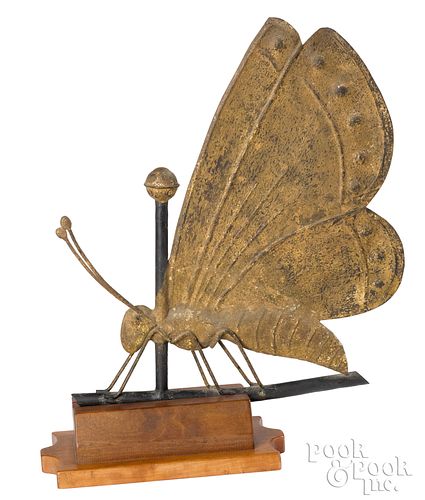 Rare copper butterfly weathervane, 19th c.