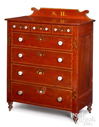 Soap Hollow style painted cherry chest of drawers