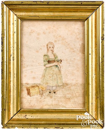 Watercolor and pencil portrait, 19th c.