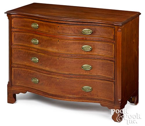 Southern Chippendale walnut serpentine chest